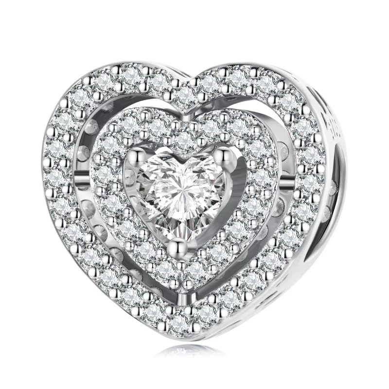 (image pour) Charm en forme de cœur scintillant de style Pandora - BSC662