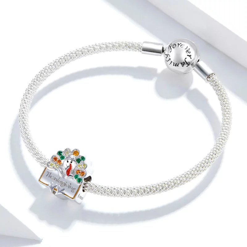 (image pour) Charm en forme de dinde pour bracelet Pandora Style - BSC339 pour Thanksgiving - Afficher 3