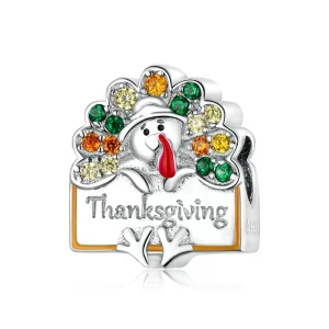 Charm en forme de dinde pour bracelet Pandora Style - BSC339 pour Thanksgiving (image pour) Charm en forme de dinde pour bracelet Pandora Style - BSC339 pour Thanksgiving