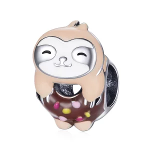 (image pour) Charm en forme de donut style Pandora avec un paresseux - SCC1881