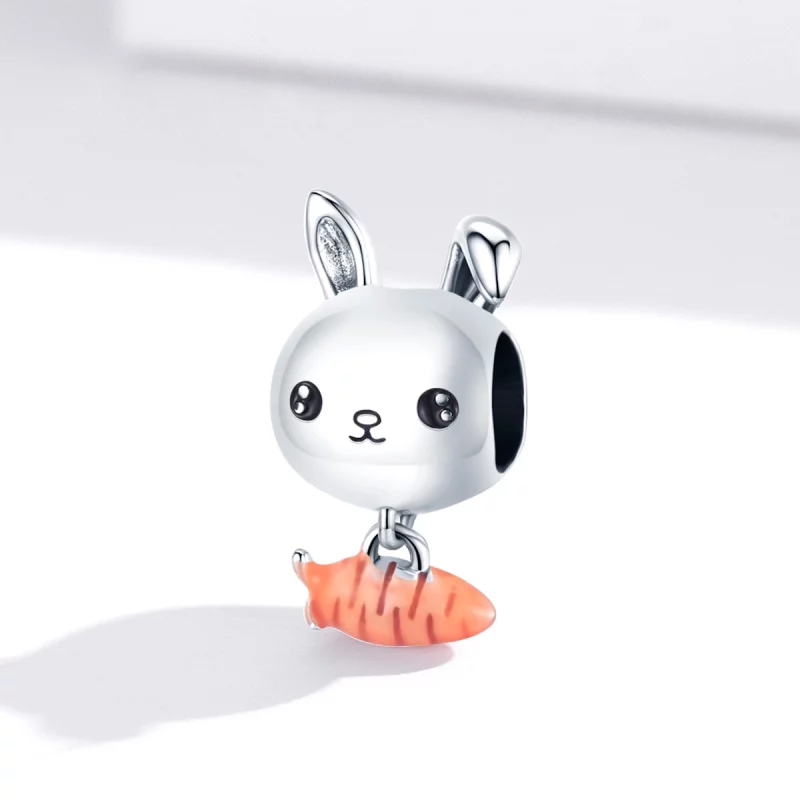 (image pour) Charm en forme de lapin mignon avec carotte - style Pandora - Afficher 2