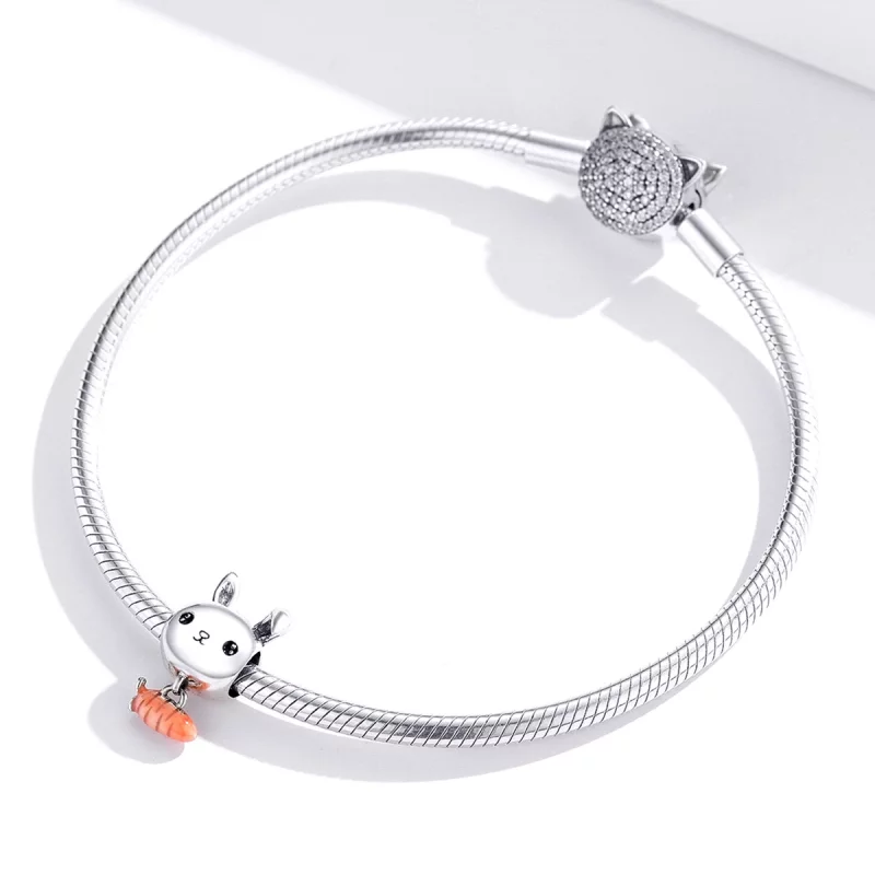 (image pour) Charm en forme de lapin mignon avec carotte - style Pandora - Afficher 3