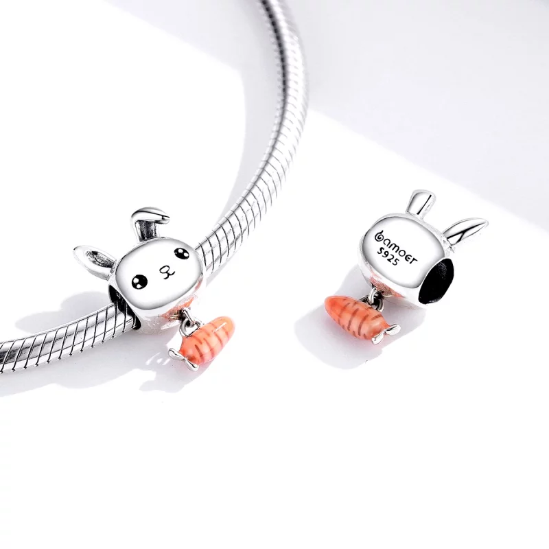 (image pour) Charm en forme de lapin mignon avec carotte - style Pandora - Afficher 4