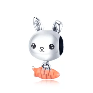 Charm en forme de lapin mignon avec carotte - style Pandora (image pour) Charm en forme de lapin mignon avec carotte - style Pandora