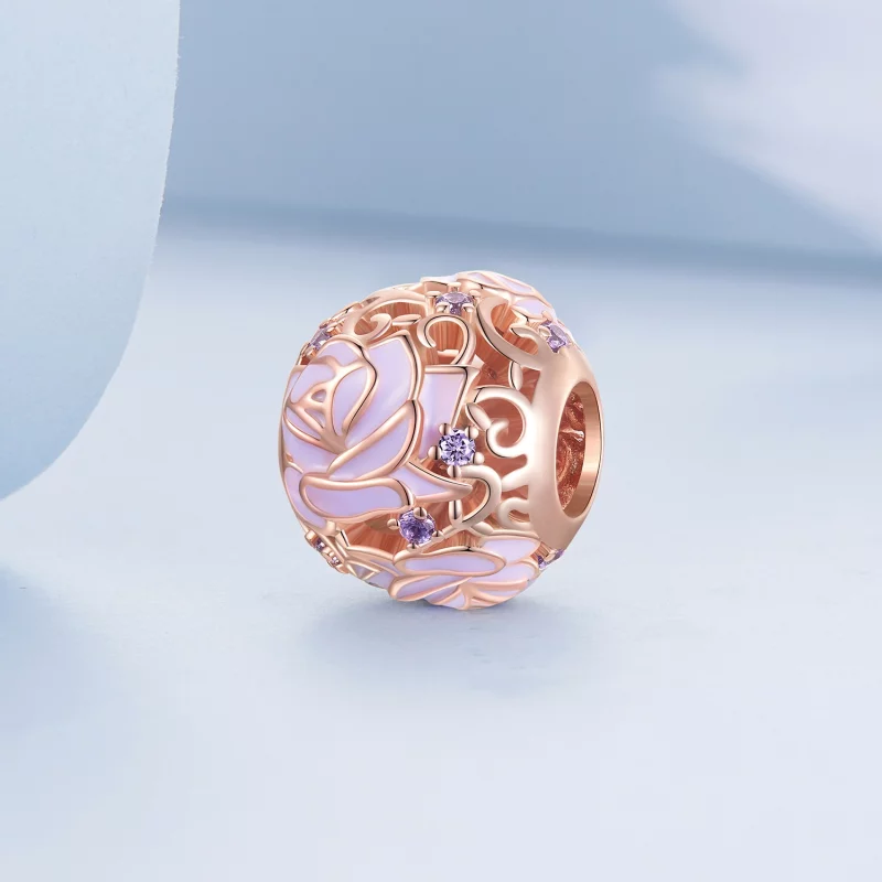 (image pour) Charm en forme de rose violette de style Pandora - BSC644 - Afficher 2