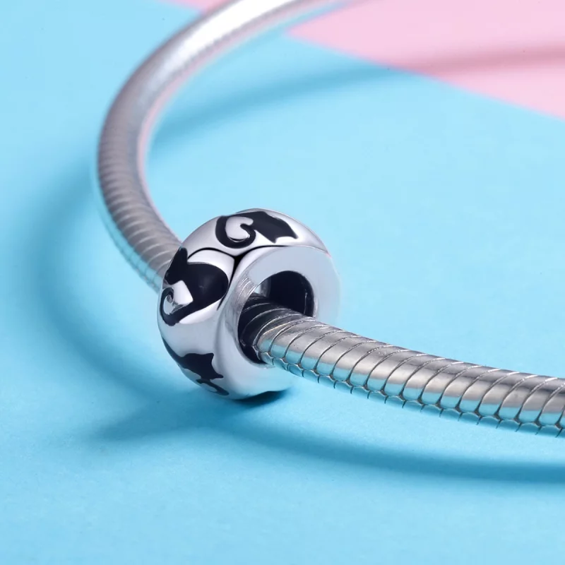(image pour) Charm en forme de silhouette de chat de style Pandora - SCC825 - Afficher 3