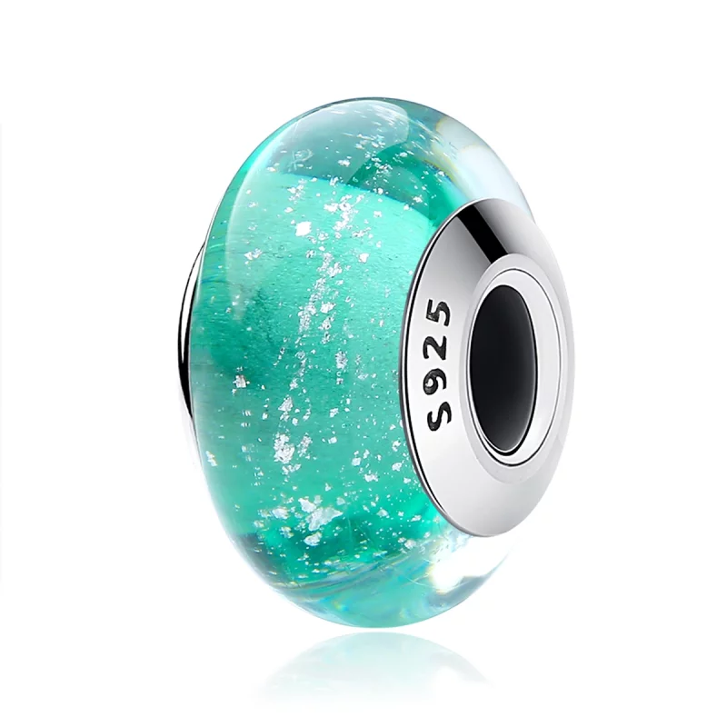 (image pour) Charm en verre de Murano vert de style Pandora - SCZ021 - Afficher 2