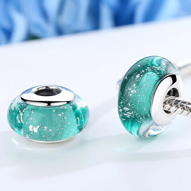 (image pour) Charm en verre de Murano vert de style Pandora - SCZ021 - Afficher 3