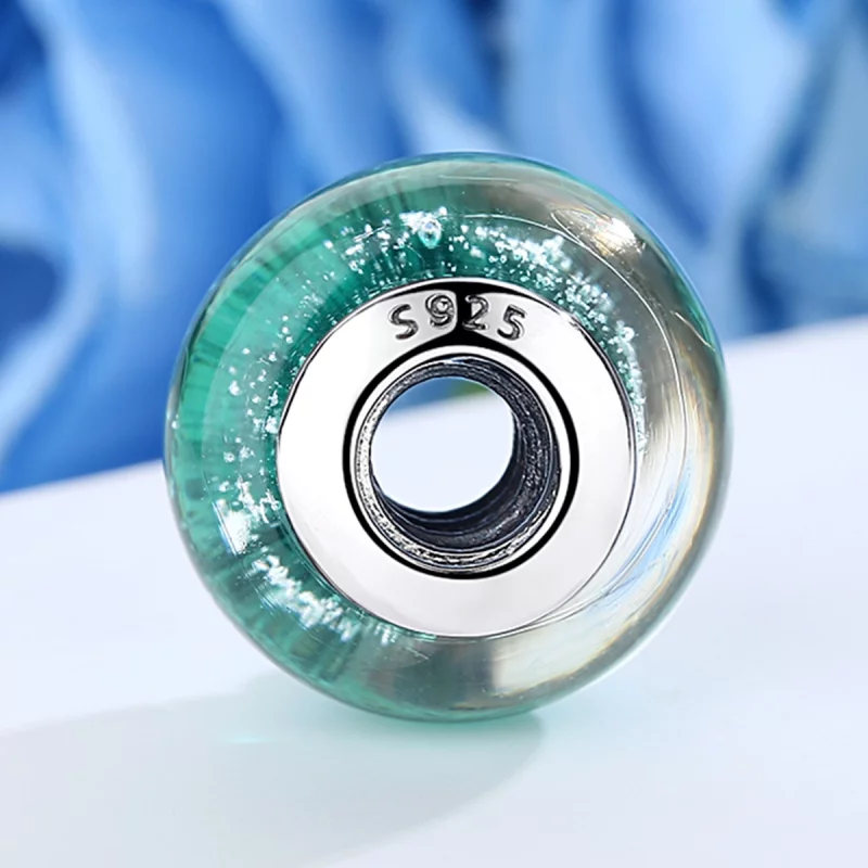 (image pour) Charm en verre de Murano vert de style Pandora - SCZ021 - Afficher 4