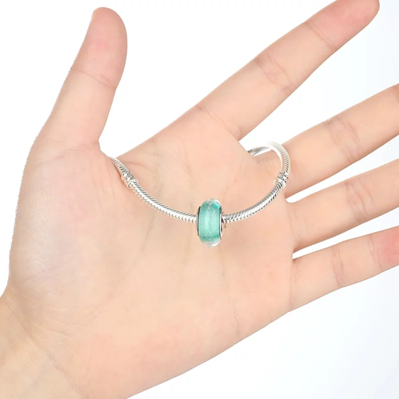 (image pour) Charm en verre de Murano vert de style Pandora - SCZ021 - Afficher 5