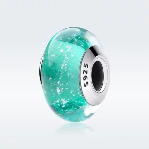 (image pour) Charm en verre de Murano vert de style Pandora - SCZ021