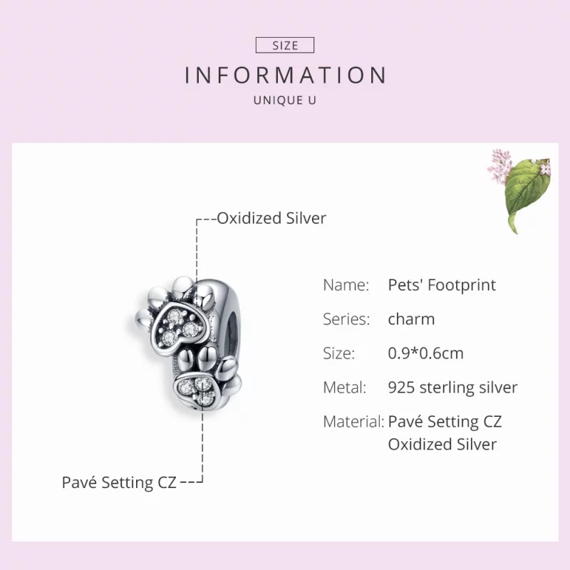 (image pour) Charm espaceur Style PANDORA Belle patte de chat - SCC1312 - Afficher 4