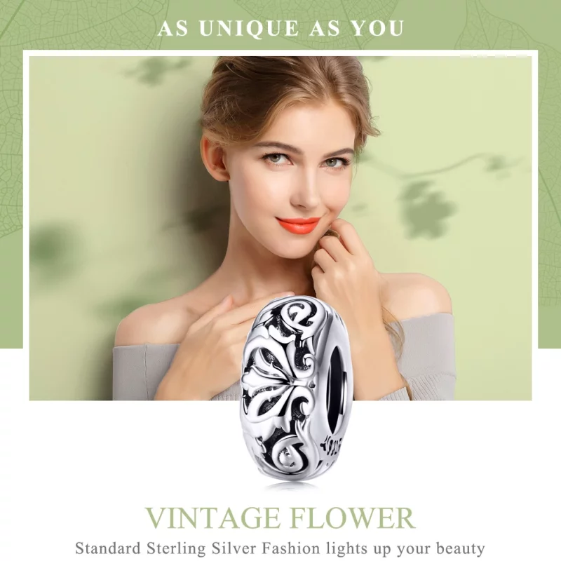 (image pour) Charm espaceur Style PANDORA Fleur Vintage - SCC1139 - Afficher 2