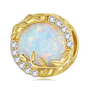 (image pour) Charm feuille d'opale de style Pandora - BSC671