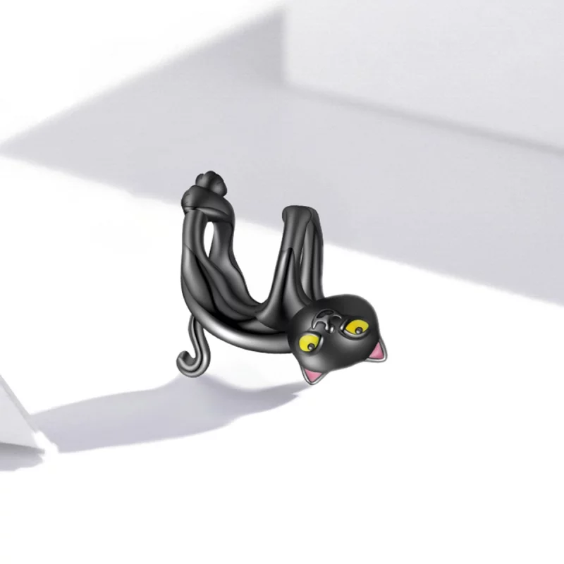 (image pour) Charm mignon style Pandora avec un chat noir - BSC520 - Afficher 2