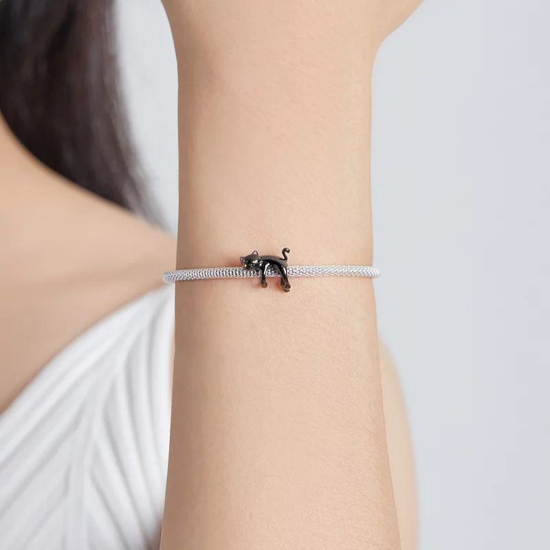 (image pour) Charm mignon style Pandora avec un chat noir - BSC520 - Afficher 5