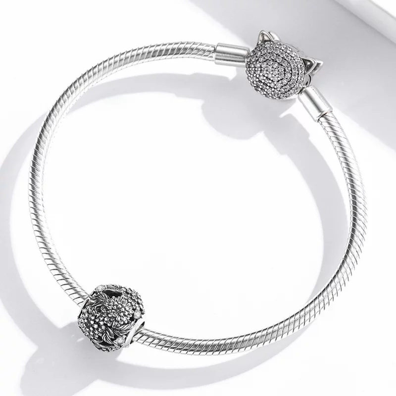 (image pour) Charm Pandora Style avec fleurs en relief - SCC2097 - Afficher 3