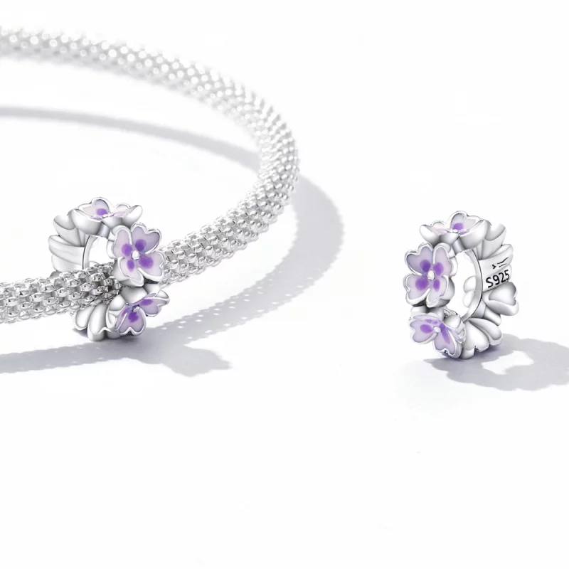 (image pour) Charm Pandora Style avec fleurs - SCC2212 - Afficher 4