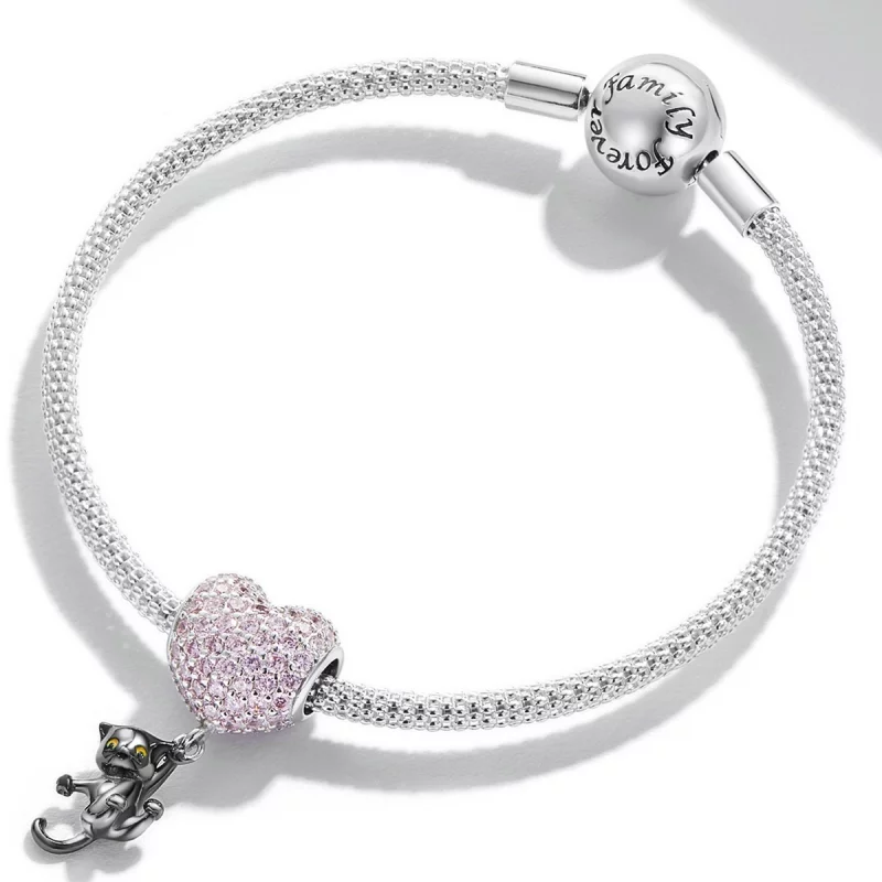(image pour) Charm Pandora Style Ballon d'Amour Chat Noir - SCC2115 - Afficher 3