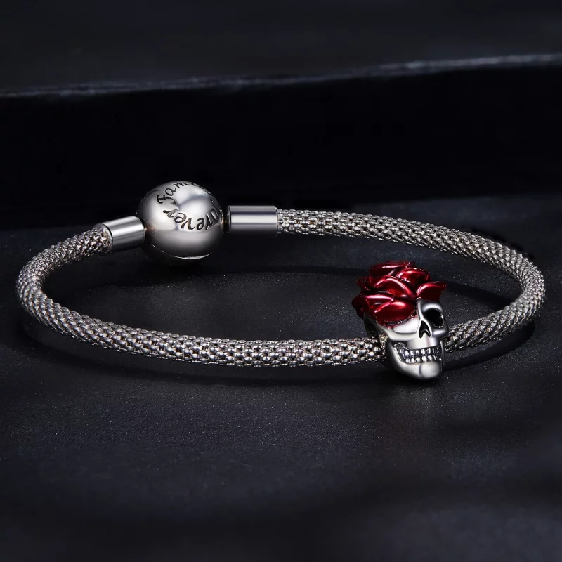 (image pour) Charm Pandora Style Crâne Rose - SCC2403 - Afficher 5