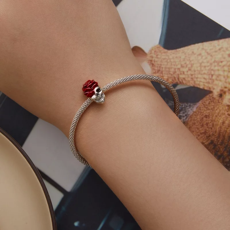 (image pour) Charm Pandora Style Crâne Rose - SCC2403 - Afficher 6