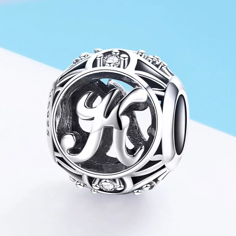 (image pour) Charm Pandora Style Lettre-K - SCC738-K - Afficher 2