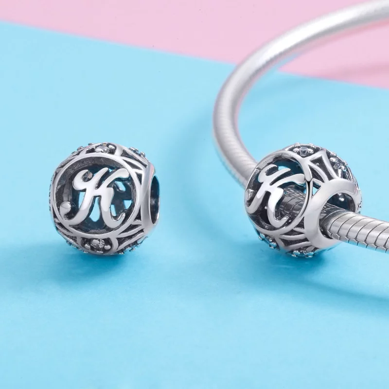 (image pour) Charm Pandora Style Lettre-K - SCC738-K - Afficher 3