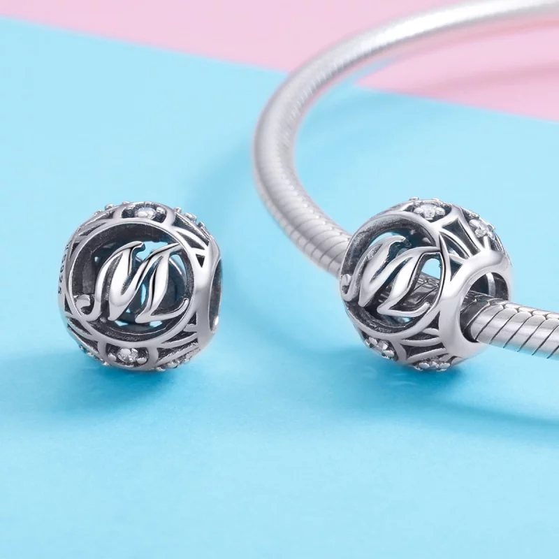 (image pour) Charm Pandora Style Lettre-M - SCC738-M - Afficher 3