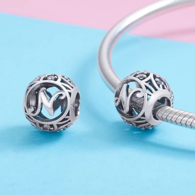 (image pour) Charm Pandora Style Lettre-N - SCC738-N - Afficher 3