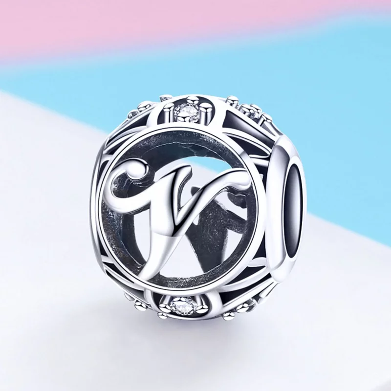 (image pour) Charm Pandora Style Lettre-V - SCC738-V - Afficher 2