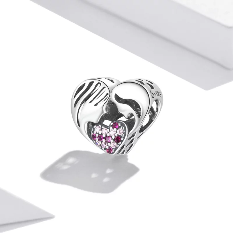 (image pour) Charm Pandora Style Silhouette Mère et Fille Amour - BSC575 - Afficher 2
