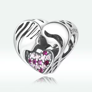 Charm Pandora Style Silhouette Mère et Fille Amour - BSC575 (image pour) Charm Pandora Style Silhouette Mère et Fille Amour - BSC575