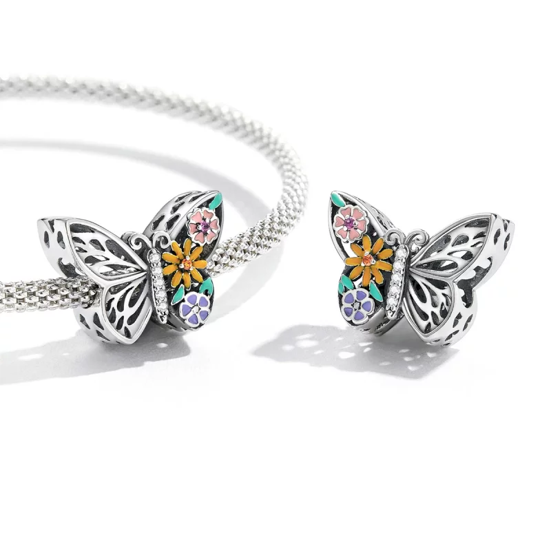 (image pour) Charm papillon fleur de style Pandora - BSC588 - Afficher 3