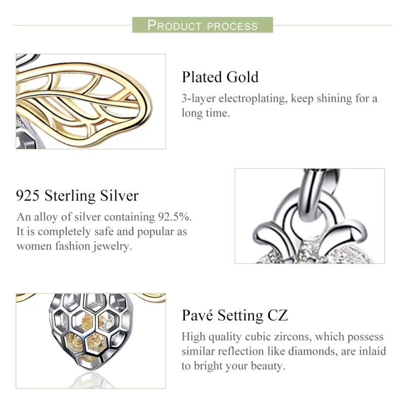 (image pour) Charm Pendant Style PANDORA Abeille en mouvement - SCC1125 - Afficher 2