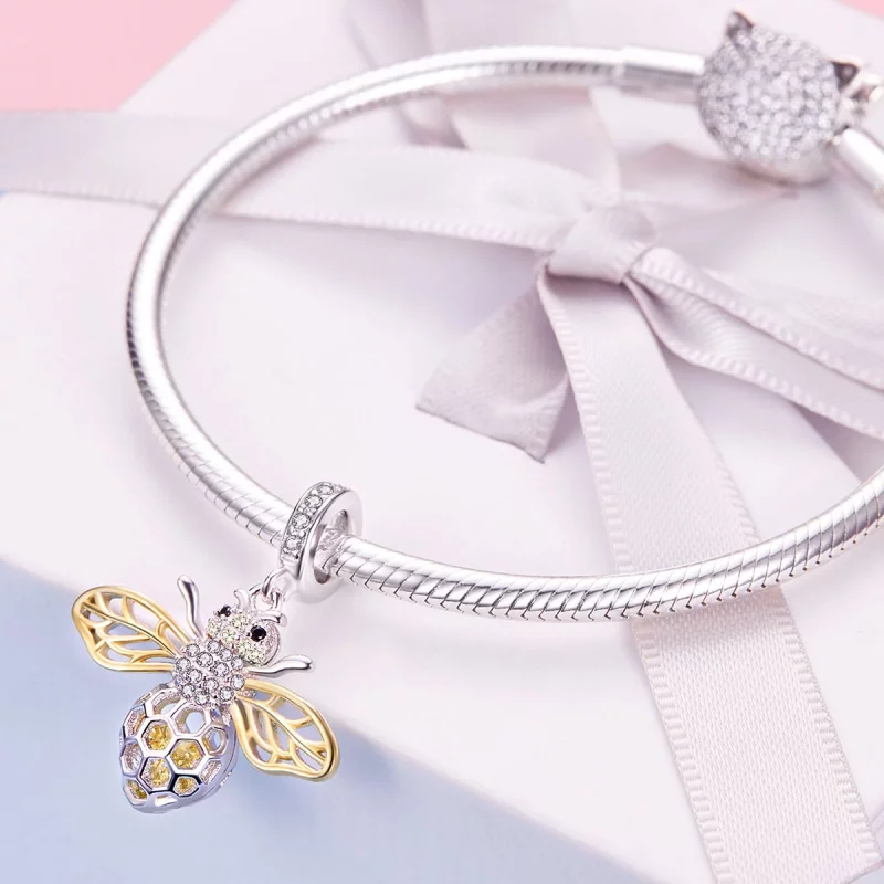 (image pour) Charm Pendant Style PANDORA Abeille en mouvement - SCC1125 - Afficher 8