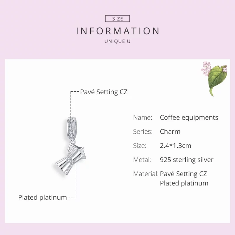 (image pour) Charm Pendant Style PANDORA Cafetière - SCC1287 - Afficher 2