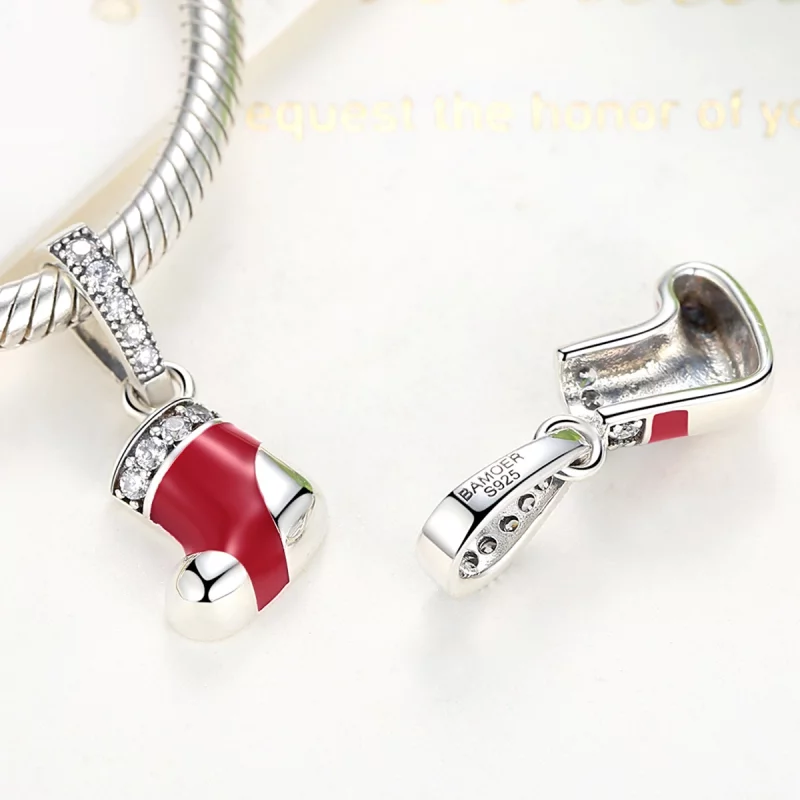 (image pour) Charm Pendant Style PANDORA Chaussettes de Noël - SCC074 - Afficher 2