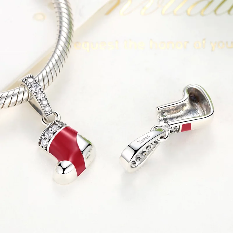 (image pour) Charm Pendant Style PANDORA Chaussettes de Noël - SCC074 - Afficher 3