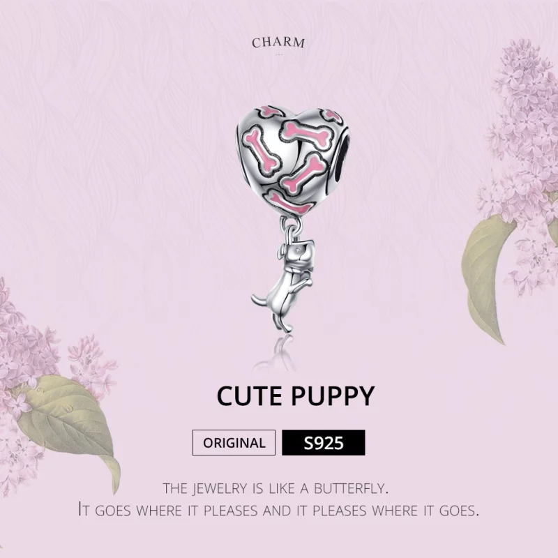 (image pour) Charm Pendant Style PANDORA Chiot mignon - SCC1199 - Afficher 2