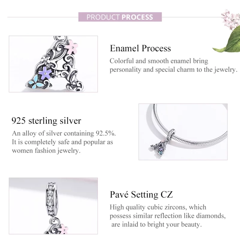(image pour) Charm Pendant Style PANDORA Fleur Lettre A - SCC1273 - Afficher 2
