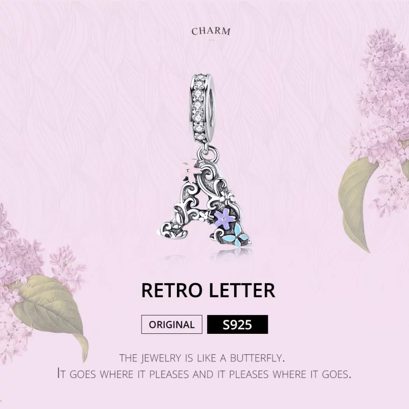 (image pour) Charm Pendant Style PANDORA Fleur Lettre A - SCC1273 - Afficher 3