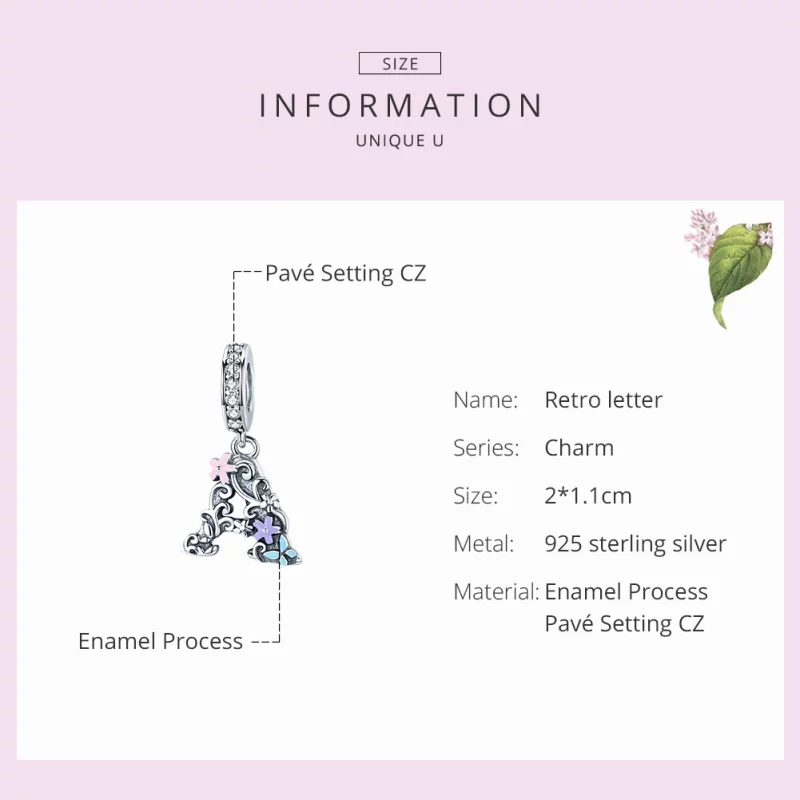 (image pour) Charm Pendant Style PANDORA Fleur Lettre A - SCC1273 - Afficher 4