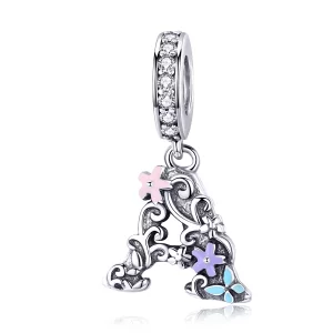 (image pour) Charm Pendant Style PANDORA Fleur Lettre A - SCC1273