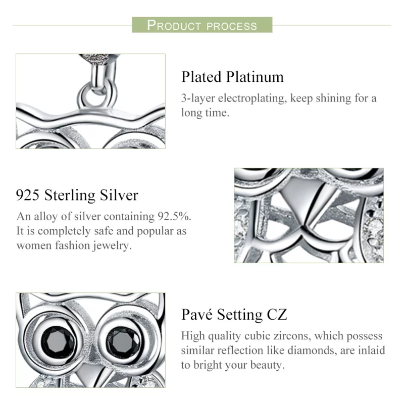 (image pour) Charm Pendant Style PANDORA Hibou perpétuel - SCC1124 - Afficher 2