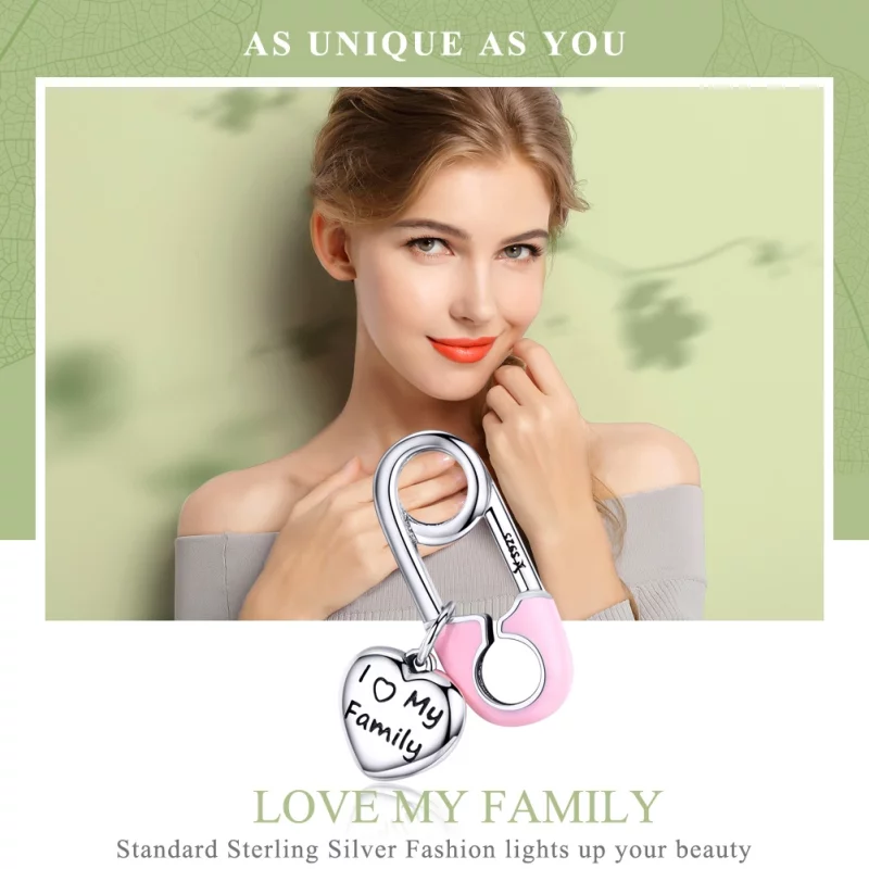 (image pour) Charm Pendant Style PANDORA J'adore ma famille - SCC1145 - Afficher 2