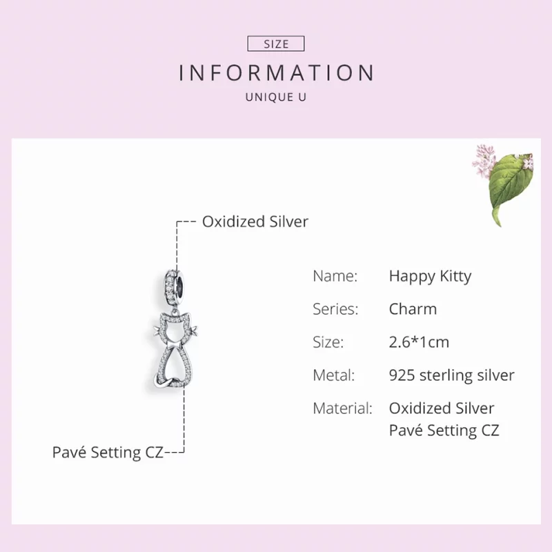 (image pour) Charm Pendant Style PANDORA Joli chat - SCC1162 - Afficher 4