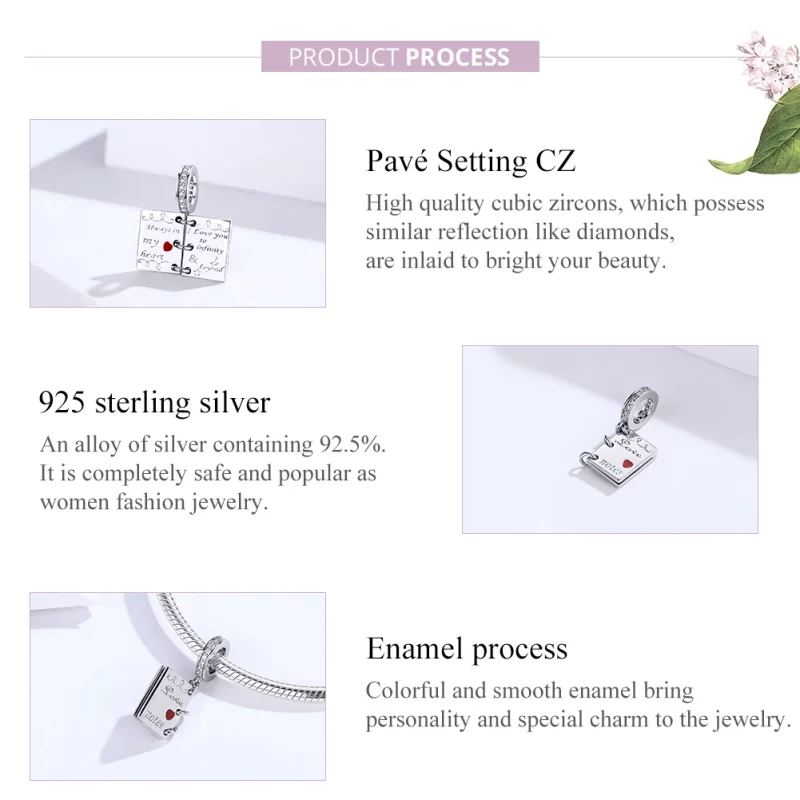 (image pour) Charm Pendant Style PANDORA Lettre d'amour - SCC1262 - Afficher 2