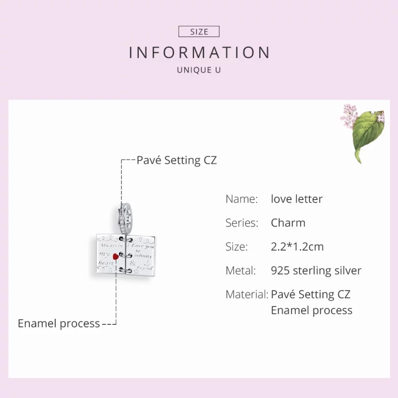 (image pour) Charm Pendant Style PANDORA Lettre d'amour - SCC1262 - Afficher 4