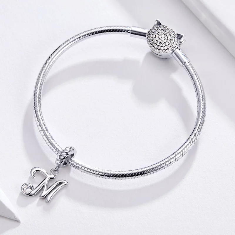 (image pour) Charm Pendant Style PANDORA Lettre M - SCC1183-M - Afficher 2