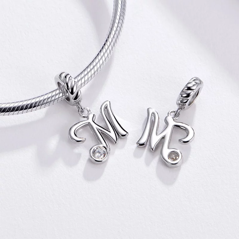 (image pour) Charm Pendant Style PANDORA Lettre M - SCC1183-M - Afficher 3